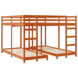 Triple Bunk Bed Frame Wax Brown 200 x 200 cm Solid Pine Wood 3414560