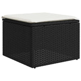 2 Piece Garden Sofa Set with Cushions Black Poly Rattan Acacia 3328679