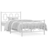 Metal Bed Frame without Mattress with Footboard White 100x200cm 374303