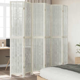 Room Divider 6 Panels White Solid Wood Paulownia 358684