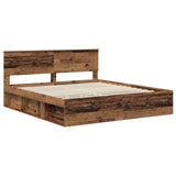 Bed Frame with Headboard Old Wood 200 x 200 cm Engineered wood 3407839