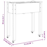Wheeled Planter with Liner Grey 71x37x80 cm Solid Wood Fir 3157825