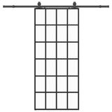 Sliding Door with Hardware Set Black 90x205 cm ESG Glass 3375934