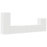 4 Piece TV Cabinet Set White Engineered Wood 3114622