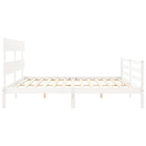 Bed Frame without Mattress White 200x200 cm Solid Wood 3195112