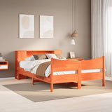 Bed Frame without Mattress Wax Brown 150x200 cm King Size Solid Wood Pine 3323298