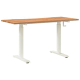 Desk White and Light Brown 140 x 60 cm Solid Oak Wood 3426548