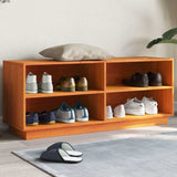 Shoe Cabinet Wax Brown 110x34x45 cm Solid Wood Pine 847123
