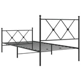 Metal Bed Frame without Mattress with Footboard Black 90x190cm 376512