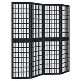 Room Divider 4 Panels Black Solid Wood Paulownia 358769