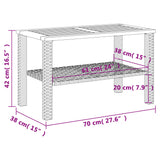 Garden Table Black 70x38x42 cm Poly Rattan Acacia Wood 366270