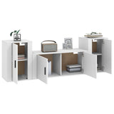 3 Piece TV Cabinet Set White Engineered Wood 3188510