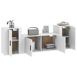 3 Piece TV Cabinet Set White Engineered Wood 3188510