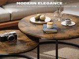 Set of Two Wood-Effect Stacking Tables - Rustic Brown T3398P423512