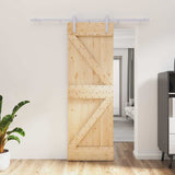 Sliding Door Natural and White 70 x 210 cm Solid Pine Wood 3444929