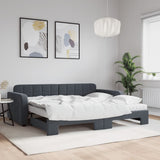 Daybed with Trundle and Mattresses Dark Grey 90x190 cm Velvet 3197022