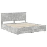 Bed Frame Concrete Grey 200 x 200 cm Engineered Wood 3409611