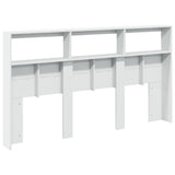 Headboard Cabinet with LED White 180x17x102 cm 839210
