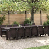 Garden Dining Set 13 pcs Brown Polt rattan 3378780