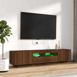 2 Piece TV Cabinet Set with LED Lights Brown Oak Engineered Wood 3120169