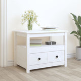 ZNTS Coffee Table White 71x49x55 cm Solid Wood Pine 820937