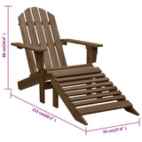 Garden Chair with Ottoman Wood Brown 45701