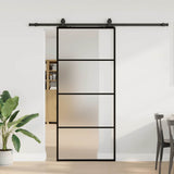 Sliding Door with Hardware Set Black 90x205 cm ESG Glass 3375939