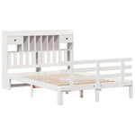 ZNTS Bookcase Bed without Mattress White 150x200 cm King Solid Wood Pine 3322799