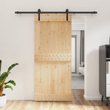 Sliding Door with Hardware Set 90x210 cm Solid Wood Pine 3202989