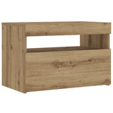 ZNTS Bedside Cabinet with LED Lights Artisan Oak 60x35x40 cm Engineered Wood 3329176