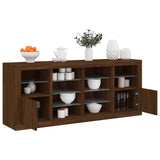 Sideboard with LED Lights Brown Oak 163x37x67 cm 3209099