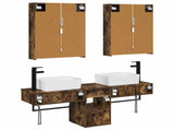 Bathroom Cabinet Set 5 pcs Smoked Oak Engineered Wood 3406331