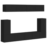 TV Cabinet Set Wall-mounted 5 pcs Black Engineered Wood 3409088