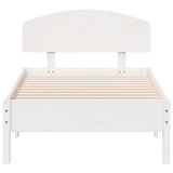 ZNTS Bed Frame with Headboard White 90x190 cm Sinlge Solid Wood Pine 3207238