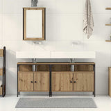 Bathroom Vanity Units with Shelf 3 pcs Brown Engineered wood 3334392