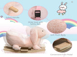 Kids Rocking Rabbit, Plush Rocking Horse Ride-On w/ Sound, Wood Base, Seatbelt, for Ages 18-36 T3398P348008