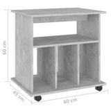 Rolling Cabinet Concrete Grey 60x45x60 cm Engineered Wood 808480
