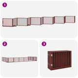 Dog Gate with Door Foldable 12 Panels Brown 960 cm Poplar Wood 3155580