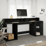 Desk with LED Lights Black 200x55x91 cm Engineered Wood 3309439