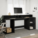 Desk with LED Lights Black 200x55x91 cm Engineered Wood 3309439