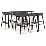 7 Piece Bar Set Black and Grey 3057481