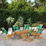 Folding Garden Chairs 6 pcs Green Fabric and Solid Wood 3214650