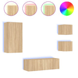 4 Piece TV Wall Cabinets with LED Lights Sonoma Oak 3216883