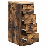 Garage Storage Cabinet Smoked Oak 30x51x85 cm Solid Wood Pine 860584