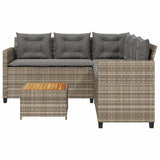 Garden Sofa with Table and Cushions L-Shaped Grey Poly Rattan 369049