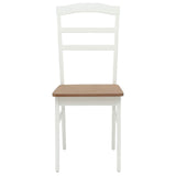 Dining Chair 2 pcs White and Natural Solid Rubber Wood 42020497