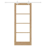 Sliding Door Natural 86 x 211 cm Solid Pine Wood and Glass 3332229
