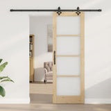 Sliding Door Natural 73.5 x 211 cm Solid Pine Wood and Glass 3332297
