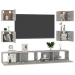 ZNTS 6 Piece TV Cabinet Set Concrete Grey Engineered Wood 3079083