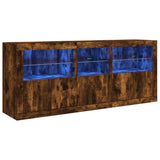 Sideboard with LED Lights Smoked Oak 162x37x67 cm 3208999